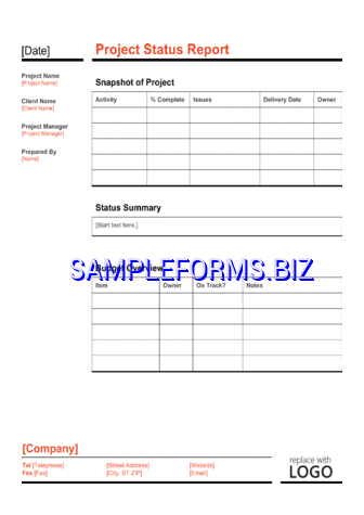 Project status report Template dotx pdf free